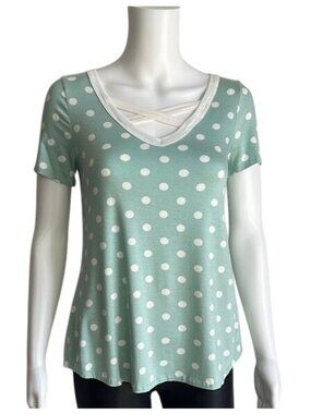 Mint Polka Dot Short Sleeve Top - S